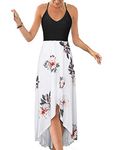 KILIG Women's V Neck Sleeveless Casual Summer Sundresses Asymmetrical Patchwork Floral Maxi Dresses(Floral-3, Small)