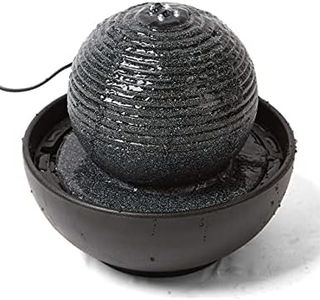 SEINHIJO Indoor Fountain Tabletop Water Fountain Fengshui Cascading Waterfall Polyresin Table Centerpiece Decor LED Lights 24cm