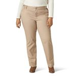 Lee Women's Plus Size Wrinkle Free Relaxed Fit Straight Leg Pant, Flax, 20 Long