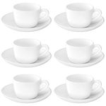 Larah by Borosil - Snow Cup and Saucer Set, 145ml, 12 Pieces, White, Opalware