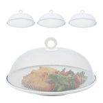 4 Pack Metal Mesh Food Tent, Outdoor Plate Serving Covers (White, 11 In)