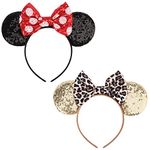 DRESHOW Mickey Ears Bow Headbands Glitter Party Decoration Cosplay Costume for Girls & Women