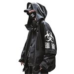Niepce Inc Cotton Japanese Streetwear Zip Up Windbreaker Standard Length Jacket For Men, Black2, Large