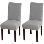 Turquoize Stretch Dining Chair Covers for Dining Room Set of 2 Chair Covers Slipcovers Chair Slipcovers Protectors Covers Dining Chairs, Feature Spandex Textured Checked Jacquard Fabric, Dove