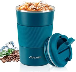 Aolieh Taza de Café, Termo Cafe 380ml Taza Termo Cafe para Llevar de Acero Inoxidable, Tazas d Tazas de Viaje Aisladas con Tapa a Prueba de Fugas, Tazas de Café Reutilizables para Coche(Azul, 380ML)