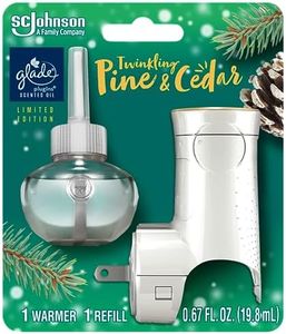 Glade PlugIns Refills Air Freshener Starter Kit, Scented and Essential Oils for Home and Bathroom, Twinkling Pine & Cedar, Limited Edition Scent, 0.67 Fl Oz, 1 Warmer + 1 Refill