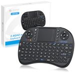 eSynic Mini Wireless Keyboard 2.4G XBMC Keyboard Touchpad Mouse Combo- Multi-media Portable Handheld Android Keyboard- for Google Android TV Box HTPC IPTV Raspberry PI3 PS3- British Layout-Black