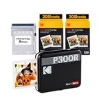 KODAK Mini 3 Retro 4PASS Portable Photo Printer (3x3 inches) + 68 Sheets Bundle (8 Initial Sheets + 60 Sheets Pack), Black