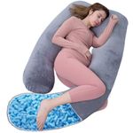 AS AWESLING Shredded Memory Foam Pregnancy Pillows, Memory Foam Filling U Shaped Pregnancy Pillow for Sleeping, U Shaped Body Pillow, Maternity Pillow for Pregnant Women with Velvet Cover (GREY)