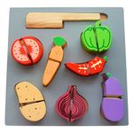 Wonderhood Kids Vegetables Cutting Toys for 2+ Year Old Boy/Girl- Wooden Pretend Play Toy, Hand-Eye Coordination, Learning Fruits, Cutting Board and Knife (2 to 6 Years Old Child)