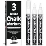 AOSUCO White Chalk Pens, 3mm Washable Liquid Chalk Markers with Reversible Tips (Round Tip & Chisel Tip) Chalk Pens for Blackboards, Window, Glass, Chalkboard, Jars, 3 Pack Wipeable Blackboard Pens