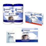 CPAP Mask Wipes (140 Count 2-70 Count Canisters) Lint Free Easy Opening top. CPAP Wipes for Mask, 1 CPAP Brush Kit with 2 Brushes-1-7 Foot Tube Brush & 1-7 inch Hand Brush