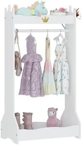 UTEX Kids Dress Up Storage, Kids' Costume Organizer Center, Open Hanging Armoire Closet, Kids Armoire with Rack for Toddler 3 Age+, White