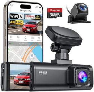 REDTIGER F7N Dash Cam 4K Front and Rear 1080P, 5.8GHz WiFi-20 MB/s Fast Transfer, 2160P/FHD Car Dash Camera with 64GB Card, 3.18" Screen, Smart App Control, Precise GPS, Night Vision, 24H Parking Mode
