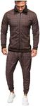Men'S Tracksuit Check Printed Mens Track Suits 2 Pieces Lapel Collar Athletic Sports Casual Full Zip Sweatsuits Men Sets Big And Tall Cotton Mens Jogging Suits Sets Clearance Ribbed Mens Track Pants