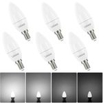 Linkind E14 LED Dimmable Candle Light Bulbs, 5W 5000K Daylight White SES Candle Bulb B35, 470lm, 40W Equivalent, Energy Saving, CE/RoHS/ErP Certified, 6 Pack