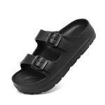 Platform Sandals for Women,Adjustable Buckles Plat Sandals,Comfort Slides with Arch Support,Lightweight Slip-On Sandals for Ladies,Women Summer Essential Beach Home,Sandale Plateforme Pour Femme