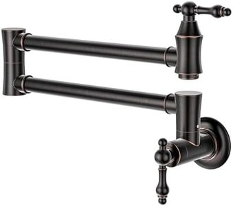 Pot Filler Oil Rubbed Bronze, ARCORA Traditional Pot Filler Wall Mount Stove Faucet 2 Handle with Double Joint Swing Arms Brass Pot Faucet