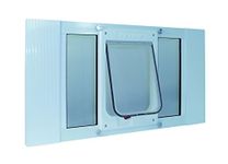 Ideal Pet Products Aluminum Sash Window Pet Door, Adjustable Width 27" to 32", Cat Flap, 6.25" x 6.25" Flap Size, White