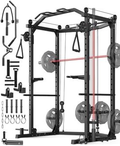 GarveeLife Power Cage, Multi-Functional Power Racks for Home Gym with Cable Crossover System, 1600 LBS Weight Capacity Fitness Squat Rack for Strength Workout with Training Attachment, Black