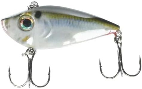 Strike King (REYESD38-699) Red Eye Shad Fishing Lure, Lipless Crankbait, Free-Floating Internal Rattles, 3D Eyes, Premium Size 4 Treble Hooks, 3/8-Ounce, Sinking, Natural Shad