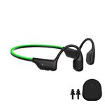 Rythflo Bluetooth 5.3 Headphones, Bone Conduction Headphones w/Mic Open Ear Wireless Earbuds w/Light Bar for Running, IPX7 Waterproof 32GB MP3 for Cycling, 8Hrs Playtime Earphones for Sports Workouts