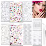 Face Rhinestone Stickers for Women, Self Adhesive Rhinestone Stickers Stick On Pearls Gems Face Gemstones Jewels for Hair, Makeup, Nail, Body Crafts