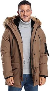 Molemsx Down Coats For Men, Winter Jackets For Men Men's Warm Parka Puffer Jacket for Cold Weather Men's Down Jackets & Coats Winter Down Jacket with Hood Faux Fur Trim Camel S Regular