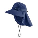 MISSION Sun Defender Cooling Neck Guard, Wide Brim Hats for Women and Men, Navy, One Size