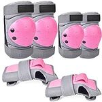 Adult/Children Knee Pads, 6-in-1Protective Gear Set, Elbow Pads Guards for Cycling, Skateboarding, Rollerblading, Scootering, Adjustable Wrist Guards for Multi-Sports Outdoor for kids/Adults/Teenagers