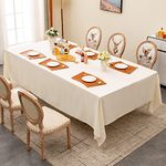 BALCONY & FALCON Extra Large Rectangular Tablecloth Water resistant Table Cover for Gatherings Households Restaurants Kitchen Banquets (Ivory, 230 x 335cm)