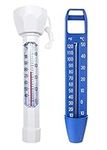 Large Floating Pool Thermometer Easy Read Display with Cord, Water Temperature Test Tube for Indoor or Outdoor Swimming Pools, Bath, Spas, Hot Tubs, Fish Pond , Fahrenheit & Celsius, 2 Packs