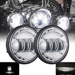 SKUNTUANG 1 Pair 4.5 Inch Fog Light Passing Lamps DRL bulb for Harley Davidson Daymarker Harley Fog Lamp (Silver Fog Light)