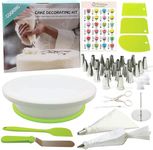 EKRON Cake Decorating Tools Set of 46 Pcs with Turntable Piping Bags Tips Spatulas & Scrapers | Complete Baking Kit for Cupcake Decoration Icing DIY Pastry CH-101
