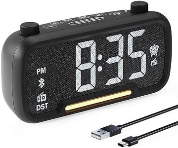 Bluetooth Alarm Clock for Bedroom - Digital FM Radio Clock with 5 Dimmable Brightness, 16 Volume, Night Light, 2 USB Charging Ports, Big Snooze, Touch Button, 12/24H&DST, Power-Off Memory Radio Clock