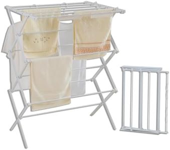 YUBELLES 3 Tiers Foldable Clothes Drying Rack, Vertical Laundry Rack Portable and Collapsible for Storage Indoor Outdoor, Pearly White