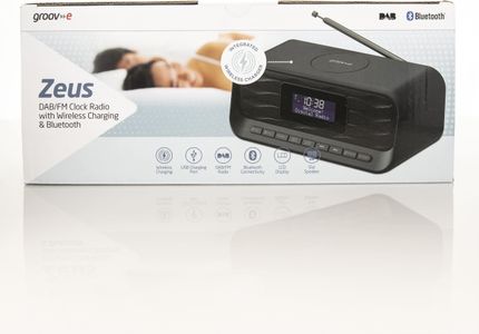 Groov-e Zeus DAB/FM Clock Radio – Bluetooth, Wireless & USB Charging, Dual Alarm, 60 Presets, Black