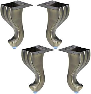 Semetall 4 PCS Bronze Furniture Legs, Modern Metal Metal Table Legs,Unique S Shape Sofa Legs Replacement for Chair,Table,Dresser,Cabinet, Couch, Coming with Mounting Screws, Height 5.6-Inch