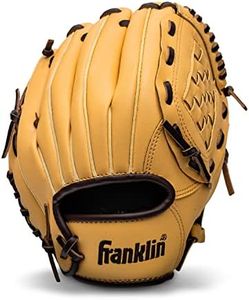 Franklin Sports Baseball + Softball Glove - Field Master Baseball + Softball Mitt - Adult + Youth Glove - Men's + Women's Baseball + Softball Gloves - Right Hand Throw - 10.5" - Camel Brown