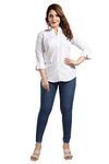 QUEEN SHIELD Women's Rayon Formal Shirt with Front Pleated & 3/4th Sleeves (QS_4103N) (4XL, White)