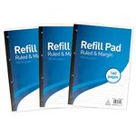 SUMMIT Lined Paper A4 Refill Pad, 160 Page, Pack of 3, Blue