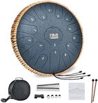 FOUR UNCLES Steel Tongue Drum 13 Inch 15 Notes Hand Pan Drums with Travel Bag Sticks Music Book Mallets, C Major Musical Instruments for Entertainment Meditation Yoga Zen Gifts (Navy Blue)