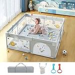 EAQ Baby Playpen,50''*50'' Large Baby Playard，Universe Astronaut Pattern Baby Fence,Indoor & Outdoor Kids Activity Center with Packing Bag and Anti-Slip Base, Kid's Fence for Infants Toddlers