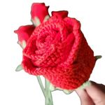 Handcrafted | Vibrant | Handm de Crochet Rose | Valentine's Day Gift | Gift for Girlfriend Boyfriend Husband Wife | Women's Mother's Holi | Good Friday (Qty:1) (Red_Rose)