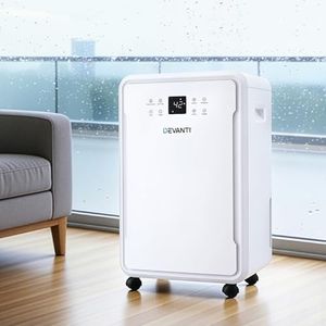 Devanti 50L/D Dehumidifier for Home Large Rooms Mould Removal, 8.5L Tank Air Dryer with Laundry Mode, 24H Timer Quiet Sleep Mode & Castors, White