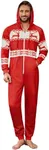 COOFANDY Men Christmas Onesies Adult Snowflake Reindeer Jumpsuit Red Ful Zip One Piece Pajamas With Hood S