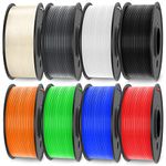 3D Printer Filament Bundle Multicolor, JAYO PLA Filament 1.75mm, Neatly Wound Filament 2kg, 250g Spool, 8 Pack, Black+White+Grey+Transparent+Blue+Red+Orange+Green