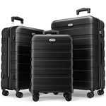 Luggage Sets 3 Piece AnyZip PC ABS Hardside Suitcase with 4 Universal Wheels TSA Lock Carry On 20 24 28 Inch (Black)