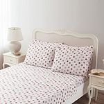 Brielle Red Circlets 100% Cotton Printed Duvet Cover Set, King, 5 Piece Set