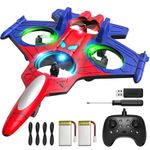 Foam Remote Control Airplane Drone Toys for Kids Aged 6+, 2.4GHz RC Jet with LED Lights, 360° Stunt Flips Rolls RC Planes for Kids Adults, Mini Drone Airplane Toy Gift for 5 6 8 9 10+ Year Old Boys Beginners